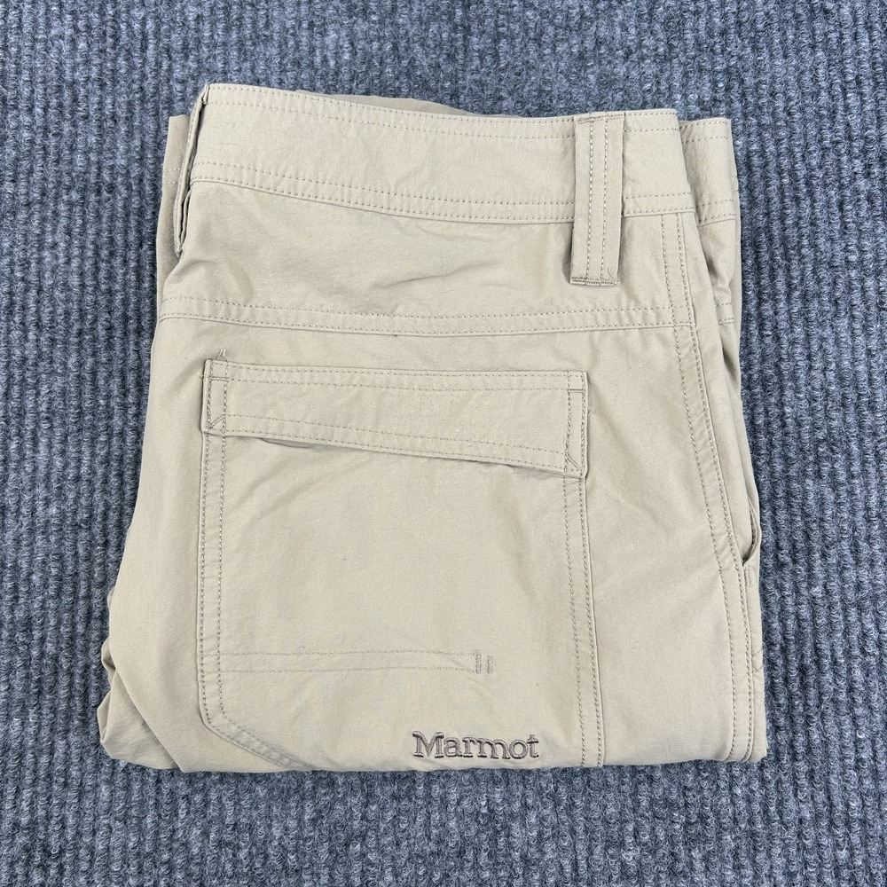 Marmot Men Pants 34X32 Tan Stretch Hiking Outdoor Nylon Zip Pocket Lightweight